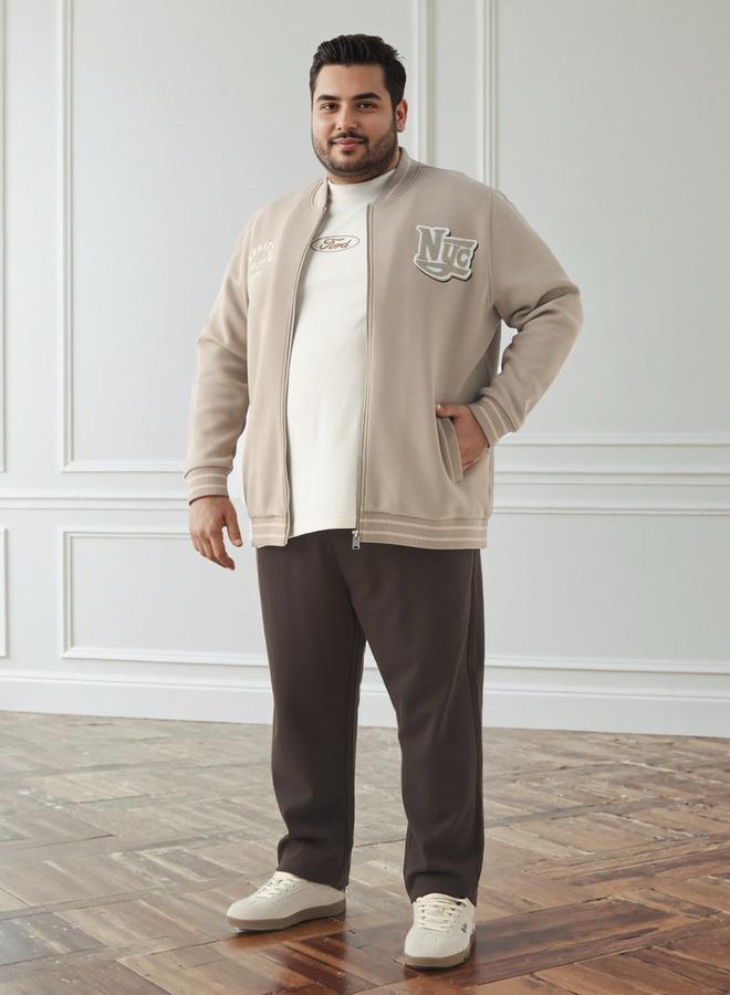 Maxim Men Plus Size Regular Fit New York Print Varsity Jacket - Image 2